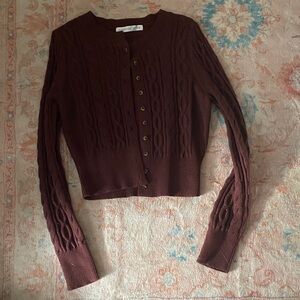 Altar'd State Brown Cable Knit Cardigan